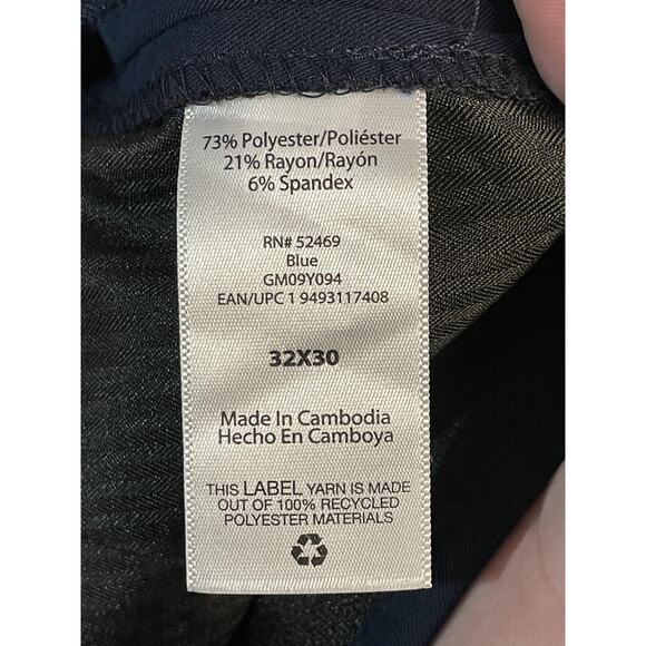 George Pants Mens 32x30 Blue Dress Slacks Flat Front Stretch Rayon Blend Office - Picture 10 of 12